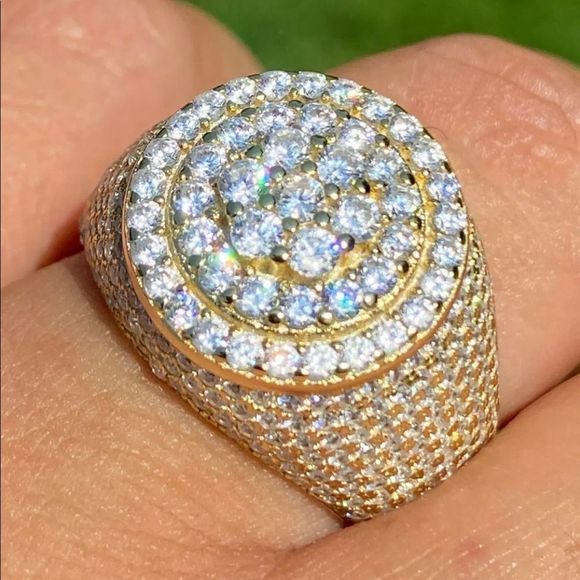 14k Gold Over Solid 925 Sterling Silver Men's Ring